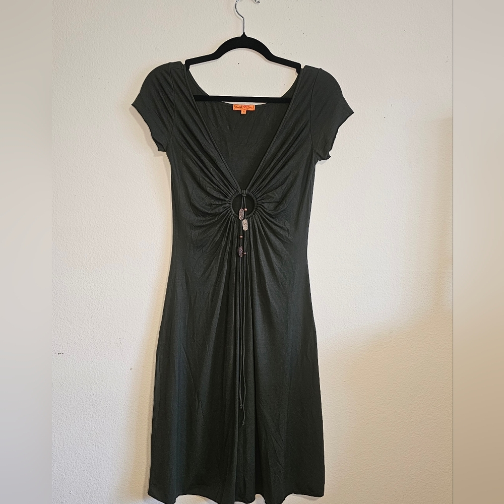 MICHELLE JONAS Olive Green Retro CS Dress-P-New